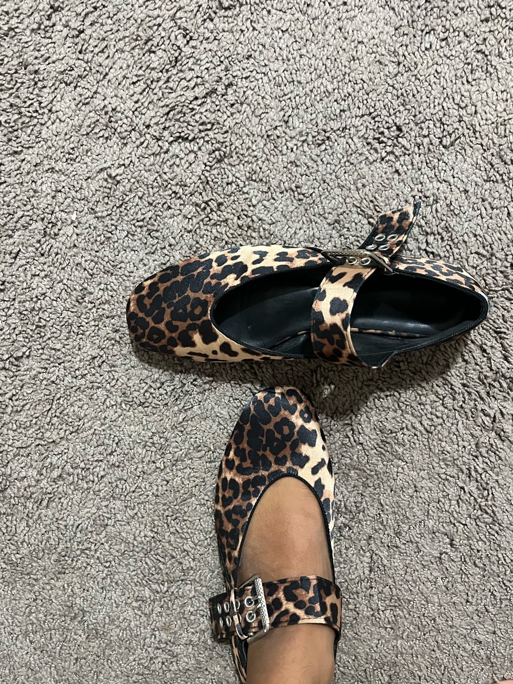 Leopard Print Mary Jane Flats with Buckle Strap - Brown - Picture 2 of 11